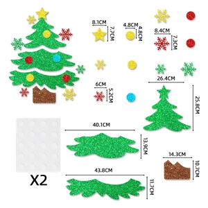 Kit stickers sapin de Noël pailletés avec dimensions pour décoration murale de fête
