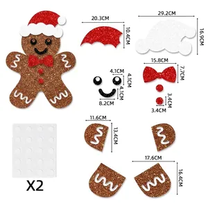 Tableau des tailles détaillé pour stickers muraux bonhomme de pain d'épices pailleté