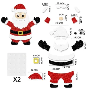 Tableau des tailles détaillé des stickers muraux Père Noël DIY avec dimensions