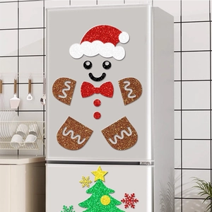 Ensemble d'aimants de Noël DIY bonhomme de pain d'épice scintillant pour réfrigérateur
