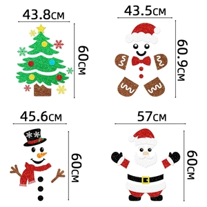 Autocollants de Noël scintillants avec Père Noël, bonhomme de neige et bonhomme de pain