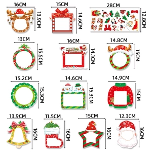 12-piece Christmas photo booth props set featuring reindeer, Santa and snowman designs