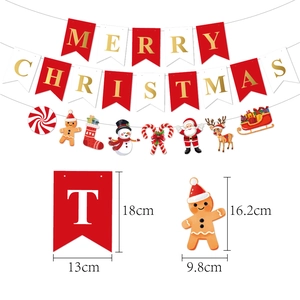 Detailed view of Merry Christmas banner set with Santa and reindeer patterns and sizes