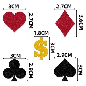 Glitzer Casino Party Konfetti Set mit Abmessungen für Herz und Pik Tischdekorationen