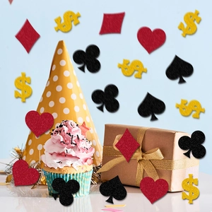 Glitzer Casino Konfetti mit Pokersymbolen und Dollarzeichen für Party Tischdekoration