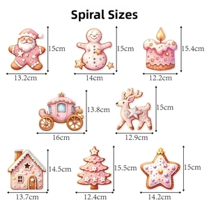 Size chart showing exact dimensions for gingerbread man and Santa hanging decorations