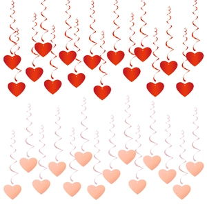 Heart Spiral Hanging Decorations Glossy Paper PVC Swirl Ornaments Romantic Party Wedding Proposal Ceiling Decor Shiny