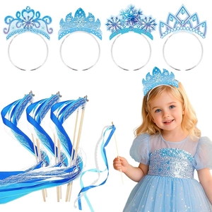 Cerchietti Per Capelli Corona Fiocco Di Neve E Bacchette Magiche Nastro Cartone Poliestere Legno Decorazioni Festa Inverno Bambini