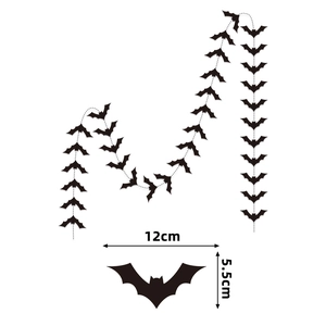 Halloween black bat garland decoration with 12x5.5cm hanging bats for party supply