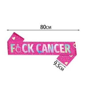 Fascia glitter rosa per la sensibilizzazione al cancro al seno 80x9,5cm con scritte