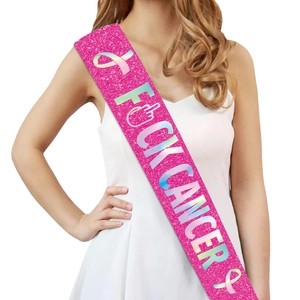 Fascia glitter rosa con testo Fuck Cancer e nastro per eventi di sensibilizzazione cancro