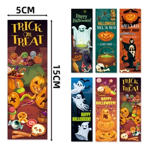 Halloween Lesezeichen Set mit Kürbis, Geist und Katzen Motiven, Größe 5cm x 15cm