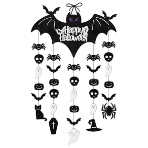 Hanging Halloween bat door decoration set with ghosts, pumpkins and spiders ornaments