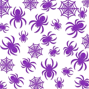 Glittery purple Halloween spider and web wall stickers for festive party decorations