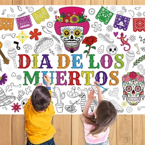 Dia De Los Muertos DIY Coloring Poster Paper Mexican Festival Graffiti Drawing Wall Art Kids Educational Party Decoration