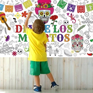 Giant Day of the Dead coloring poster with sugar skulls and festive Mexican designs