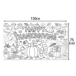 Thanksgiving DIY coloring poster with turkey and pumpkin motifs, size 130x75cm