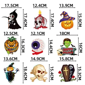 Detailed size specifications for nine classic Halloween party decoration pendants