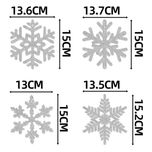Silver glitter snowflake hanging decorations in four styles for Christmas party decor