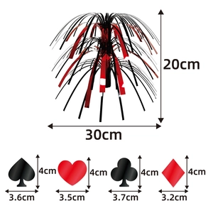 3D Casino poker centerpiece decorations for gambling theme party with card suit charms