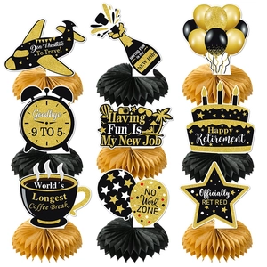 Retirement Party Honeycomb Centerpieces Black Gold Paper Desktop Decorations For Farewell Celebration Office Home Event