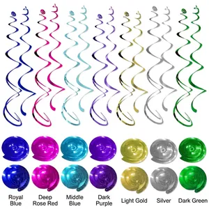 Hanging Spiral Swirl Decorations Shiny Metallic PVC Ceiling Ornaments For Birthday Wedding Party Event Festive Decor