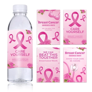 Brustkrebs Monat Wasserflasche Etiketten Rosa Schleife Weinflasche Aufkleber Party Deko