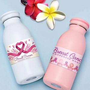 Breast Cancer Awareness Month water bottles with pink ribbons and matte finish