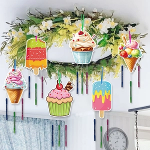 Lot de 6 carillons de fête d'été avec motifs de desserts et tubes métalliques colorés