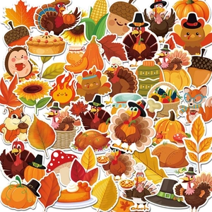 Adesivi Per Il Ringraziamento Decorazione Della Festa Del Raccolto Autunnale Tacchino Zucca Foglia Di Acero DIY