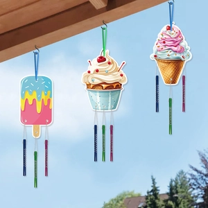 Set de carillons éoliens plage d'été avec glace et cupcake pour décoration de fête