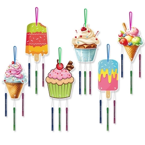 Kit de 6 carillons éoliens DIY en forme de glace et cupcake avec tubes colorés
