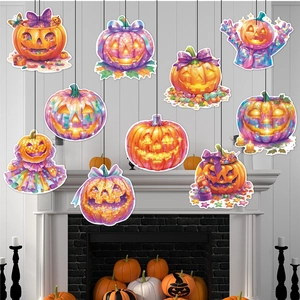 Halloween pumpkin hanging ornaments set with various designs for party ceiling decoration