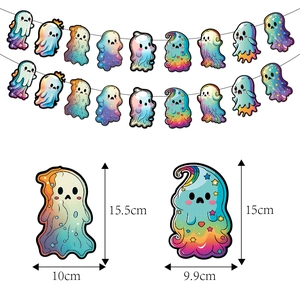 Set di striscioni di Halloween con fantasmi iridescenti e motivi carini per feste