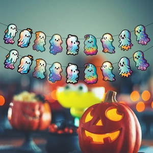 Ghirlanda di fantasmi olografici carini per decorazioni murali di feste di Halloween