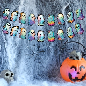 Striscione di fantasmi arcobaleno con decorazioni a spirale per la festa di Halloween