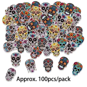 Colorful sugar skull confetti pack for Day of the Dead party table decoration, 100 pieces