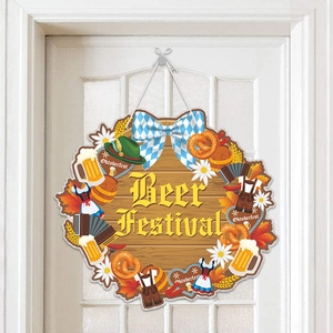 Oktoberfest Door Sign Hanging Beer Festival Decoration Cardboard And Felt Bavarian Style Party Ornament