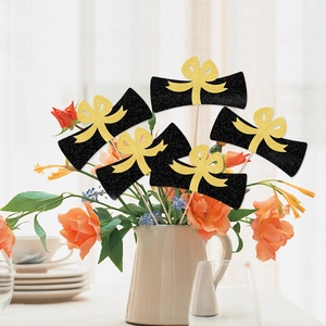 5pcs graduation theme scroll bouquet inserts with gold glitter bow for party decor