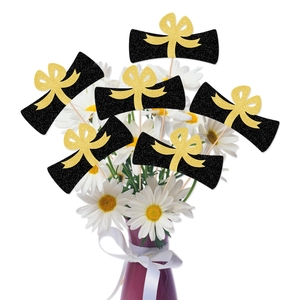 Graduation Party Vase Inserts Centerpiece Decorations Glitter Paper Diploma Cap Shape Table Props Ceremony DIY Decor