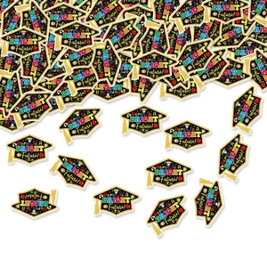 Graduation Party Confetti Doctoral Hat Shape Table Scatter Paper Scholar Cap Decoration Black Gold Glitter Party Supplies