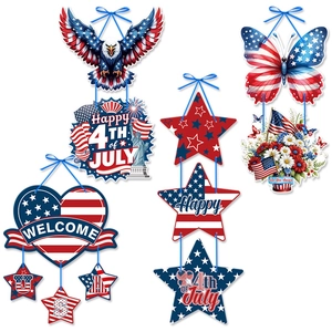 US Independence Day hanging decor set with eagle, star motifs in red white and blue