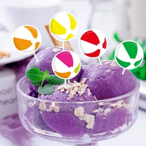 Colorful beach ball cake toppers set for summer party dessert and cupcake decoration