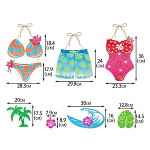 Hawaii beach party door hanging set with bikini and tropical palm leaf decorations