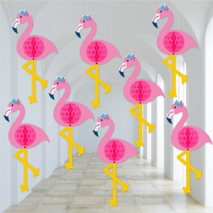 Hawaiian Flamingo Honeycomb Hanging Decoration Tropical Beach Party Ornament Summer Birthday Celebration Paper Supplies Decor