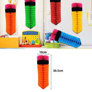 Colorful pencil honeycomb hanging decorations in five colors for school party decor