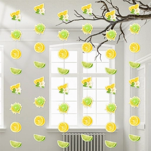 Summer Lemon Lime Hanging Garland Double Sided Cardboard Fruit Theme Hawaiian Party Birthday Background Decoration