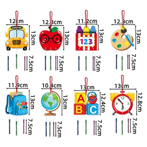 School bus and apple themed wind chimes for back-to-school party and classroom decoration