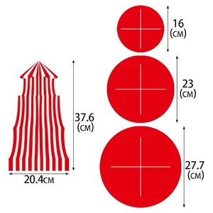 Support à gâteau de cirque à trois niveaux avec rayures rouges et blanches et tailles
