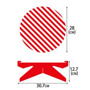 Dimensions du support gâteau cirque avec plateau 28cm et base rouge de 12,7cm